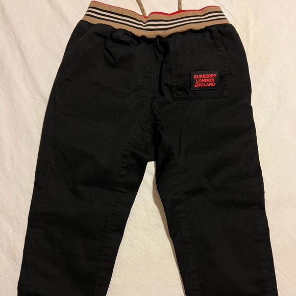 Burberry Kids Black Casual Bottoms with Striped Waistband